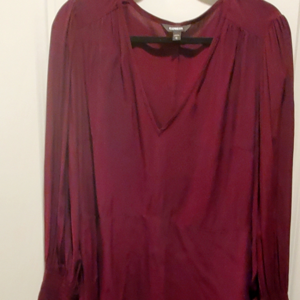 Burgundy Shift Dress from Express